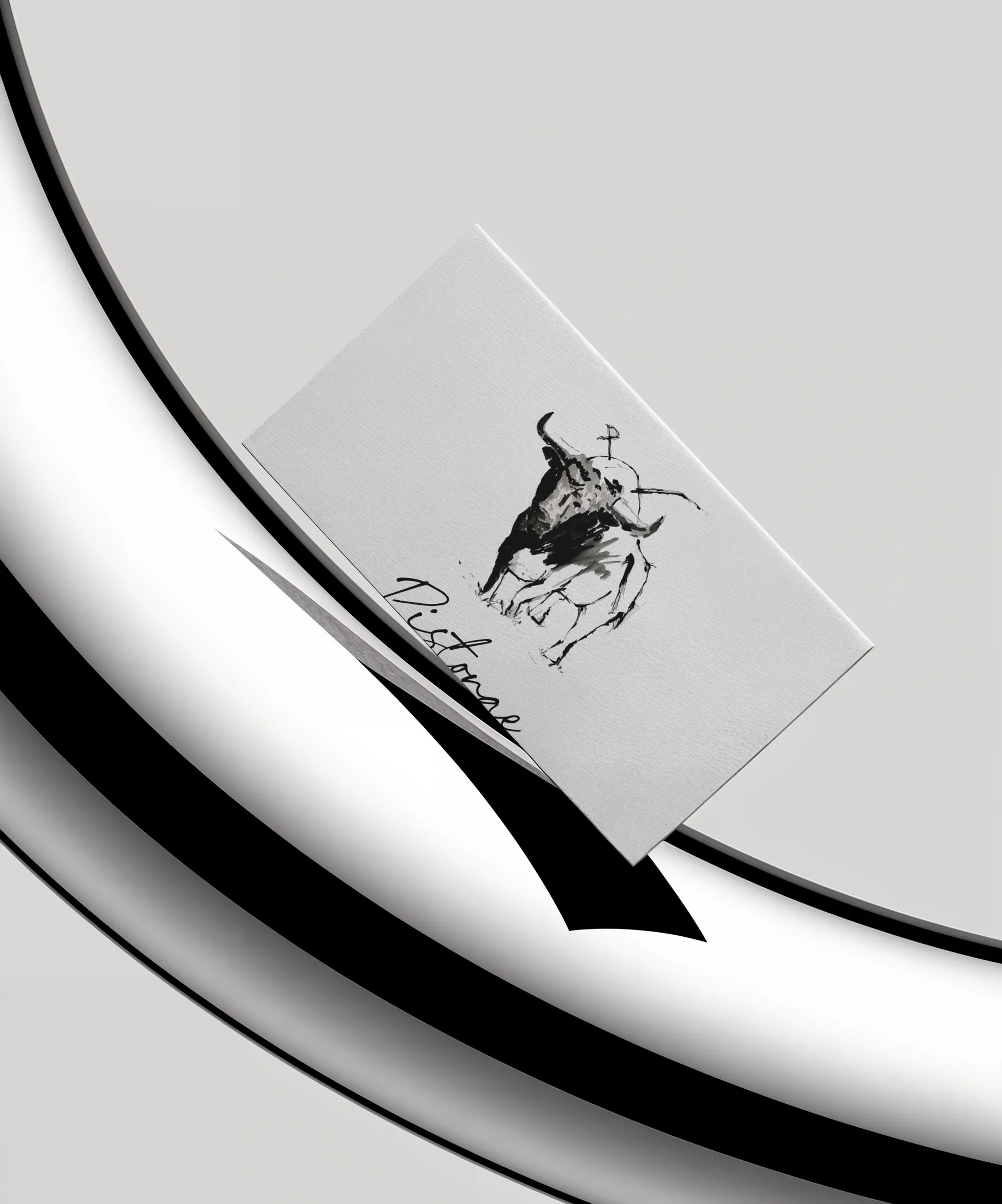 Illustration d'un taureau sur une carte posée sur une surface noire.