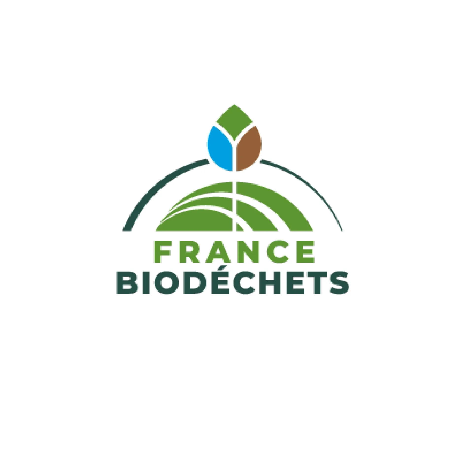 Logo de France Biodéchets avec un symbole de feuille verte